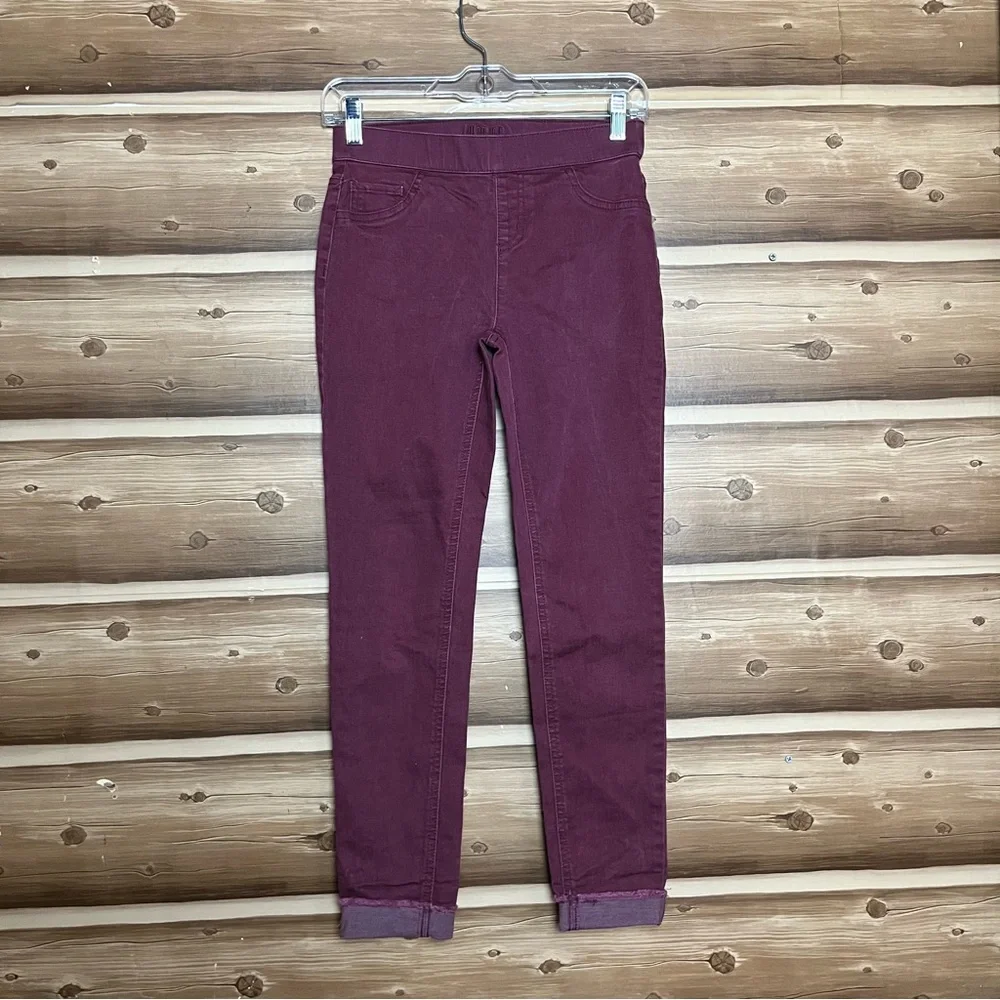 5 for $30 Justice girl skinny mid rise elastic waist‎ ankle burgundy jeans Sz 14